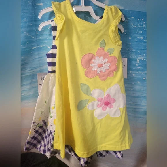 Blueberi Blvd NWT 2 Striped and Floral Kids Dresses Size 3T - Picture 2 of 5